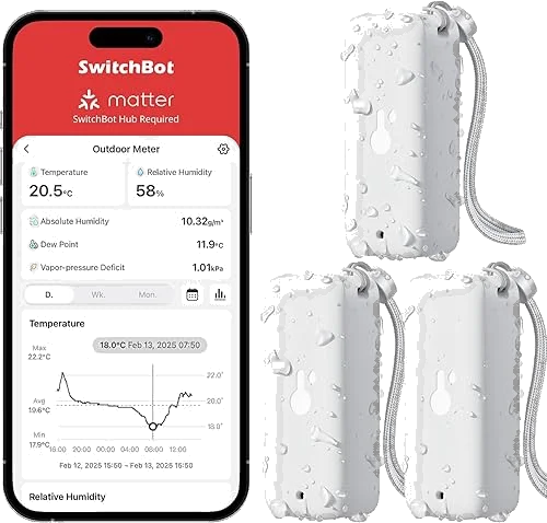 SwitchBot termohigrómetro de exterior IP65 con Bluetooth de 100 m