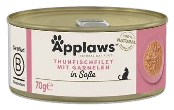 Applaws comida húmeda para gatos 6 x 70 g (4 + 2 gratis) atún y gambas en caldo
