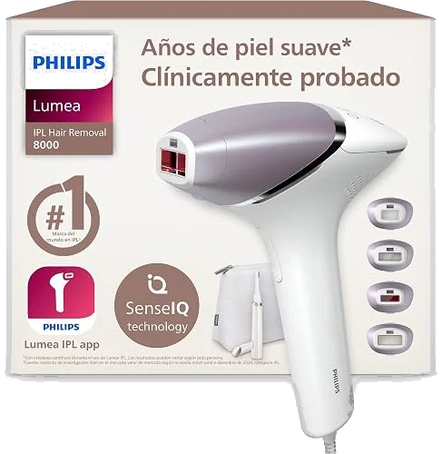 Philips Lumea serie 8000 depiladora IPL con SenseIQ y 4 accesorios