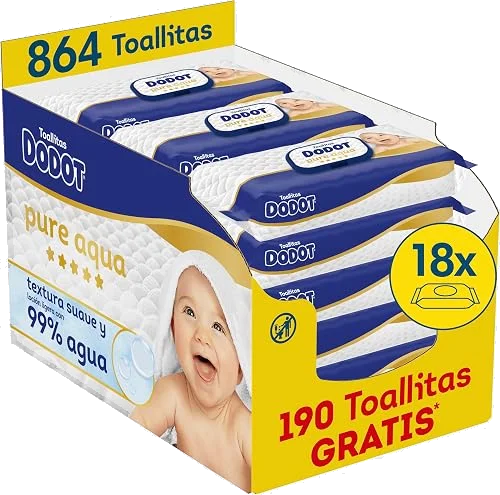 Dodot Pure Aqua toallitas para bebé, 864 uds (18 packs de 48)
