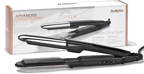 Plancha de pelo de vapor BaByliss Steam Shine con placas XL
