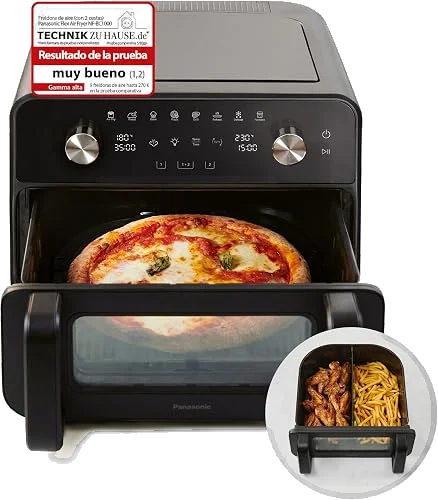 Freidora de aire doble Panasonic NF-BC1000KXE de 9,6 L con ventana