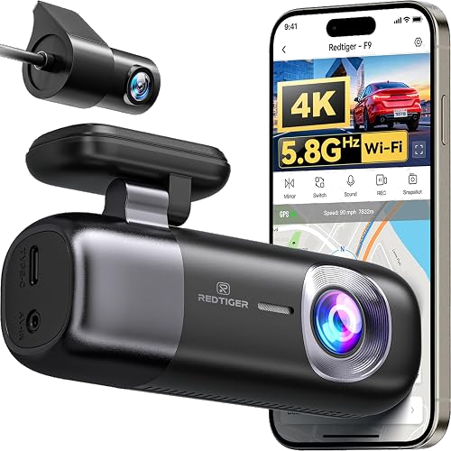 Dashcam REDTIGER delantera y trasera 4K+1080P con WiFi y GPS