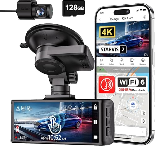 Dashcam REDTIGER 4K con sensor STARVIS 2 y tarjeta de 128 GB