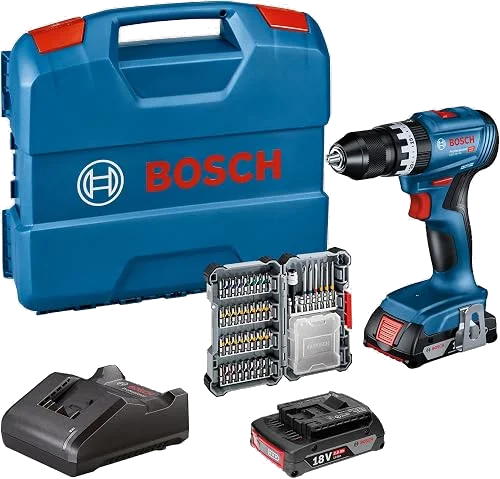 Taladro percutor Bosch Professional GSB 18V-45 con 2 baterías 2.0Ah y cargador