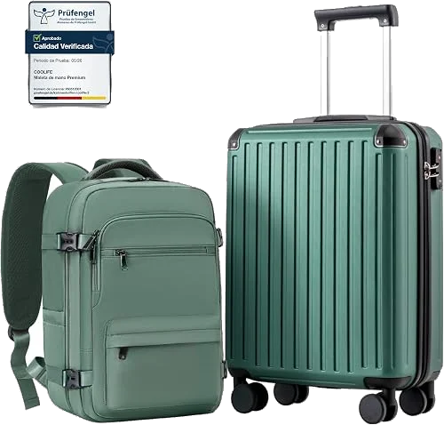 Maleta de cabina COOLIFE 55x40x20 con bolsa 40x30x20 para EasyJet y Ryanair