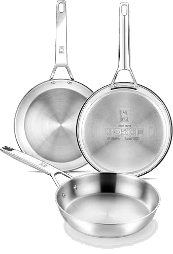 Set de 3 sartenes BRA Signature 20-24-26 cm de acero inoxidable 18/10