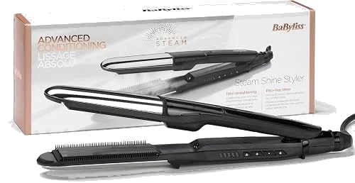 Plancha de pelo de vapor BaByliss Steam Shine con placas XL