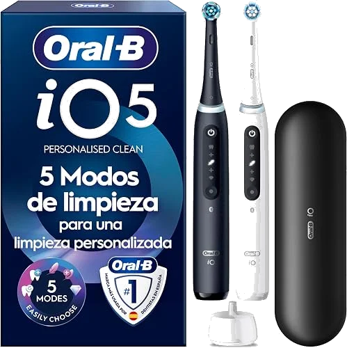 Pack de 2 cepillos eléctricos Oral-B iO 5N, negro y blanco
