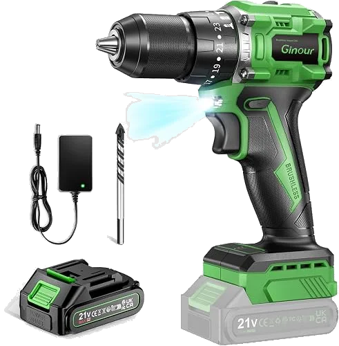 Taladro percutor Ginour sin escobillas 21 V y 50 Nm