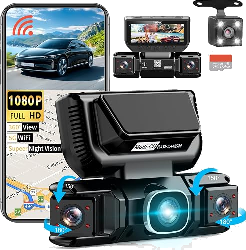 GEMEK cámara de coche 360º de 4 canales con WiFi 5G