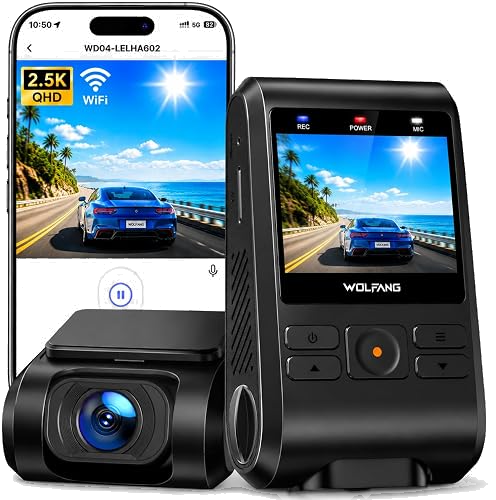 Dashcam WOLFANG 2.5K de doble lente para coche
